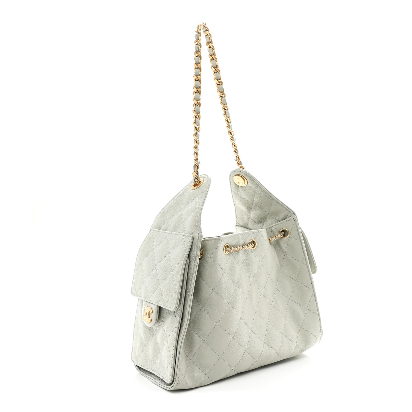 Caviar Quilted Small Chanel 25 Handbag Light Green