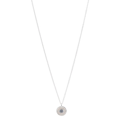 David Yurman 18K White Gold Blue Sapphire Diamond Evil Eye Necklace 1 of 5