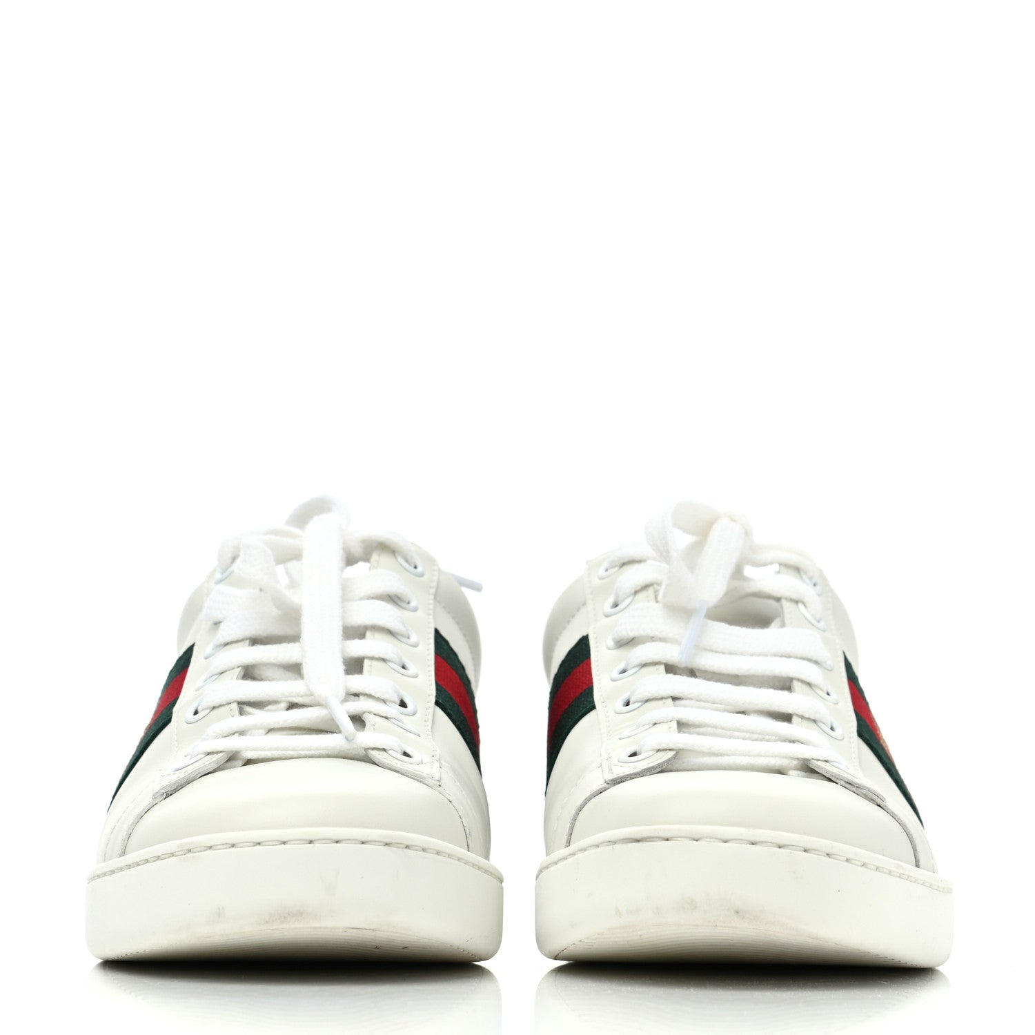 Gucci Calfskin Ayers Bee Embroidered Womens Ace Sneakers 38 White Green 2 of 4