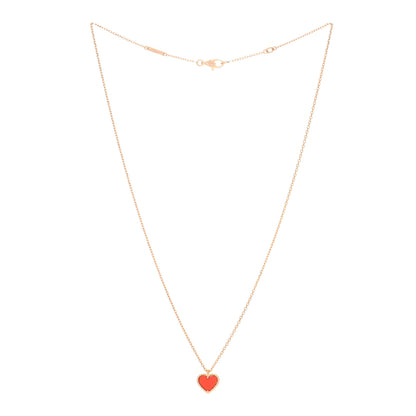 Van Cleef & Arpels 18K Rose Gold Carnelian Sweet Alhambra Heart Pendant Necklace 3 of 4