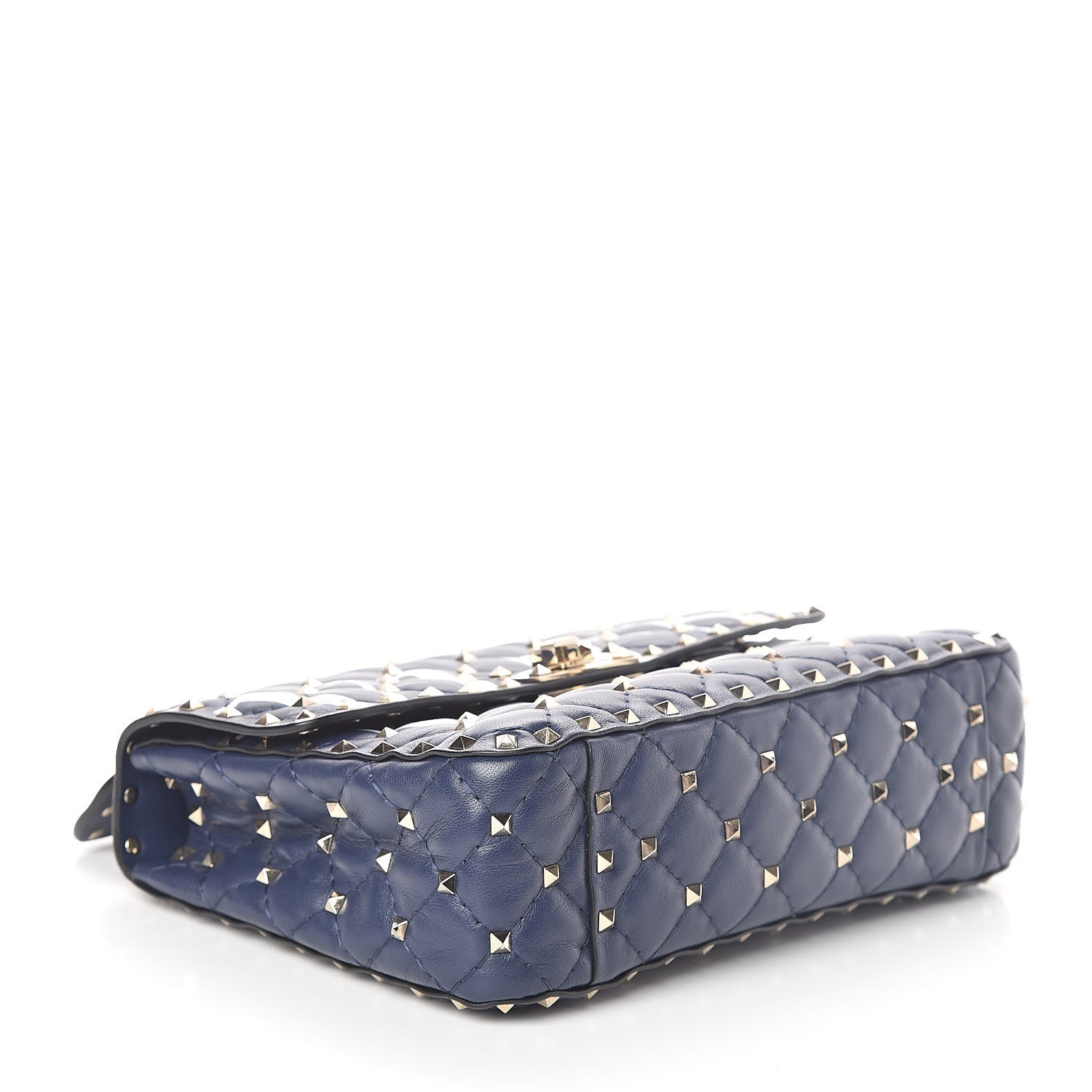 Valentino Garavani Nappa VLTN Print Medium Rockstud Spike Shoulder Bag Pure Blue White 4 of 9