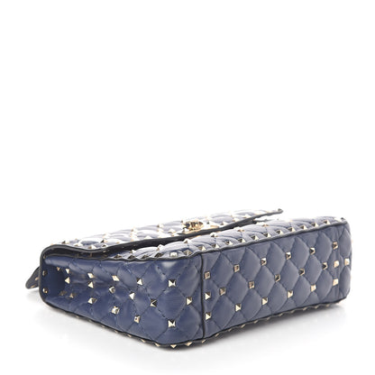 Valentino Garavani Nappa VLTN Print Medium Rockstud Spike Shoulder Bag Pure Blue White 4 of 9