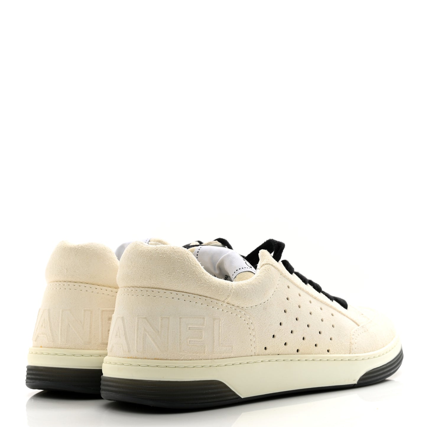 Suede Calfskin Logo Sneakers 38.5 Black White