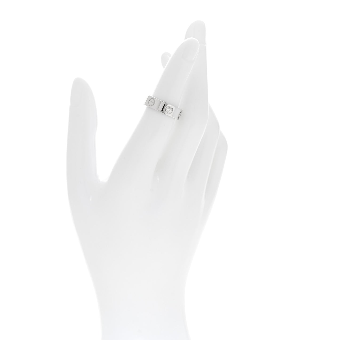 18K White Gold 3 Diamond 5.5mm LOVE Ring 49 5
