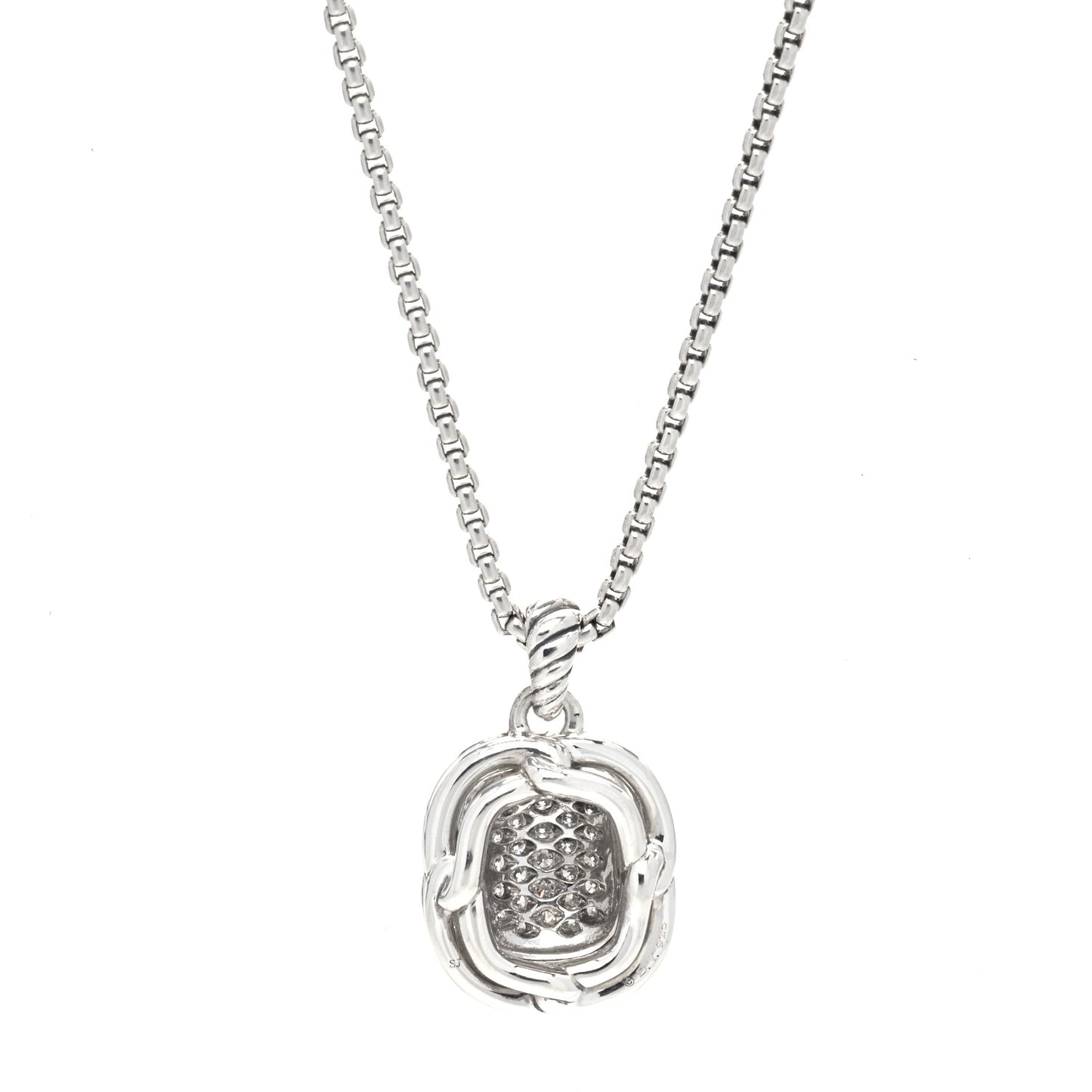 Sterling Silver Diamond 10mm Labyrinth Pendant Necklace