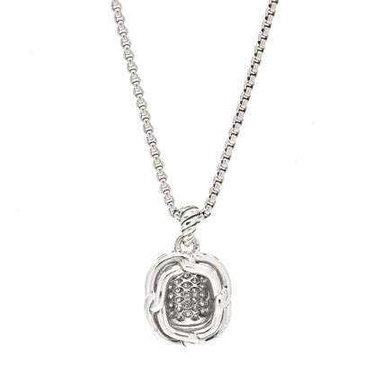 David Yurman Sterling Silver Diamond 10mm Labyrinth Pendant Necklace 4 of 6