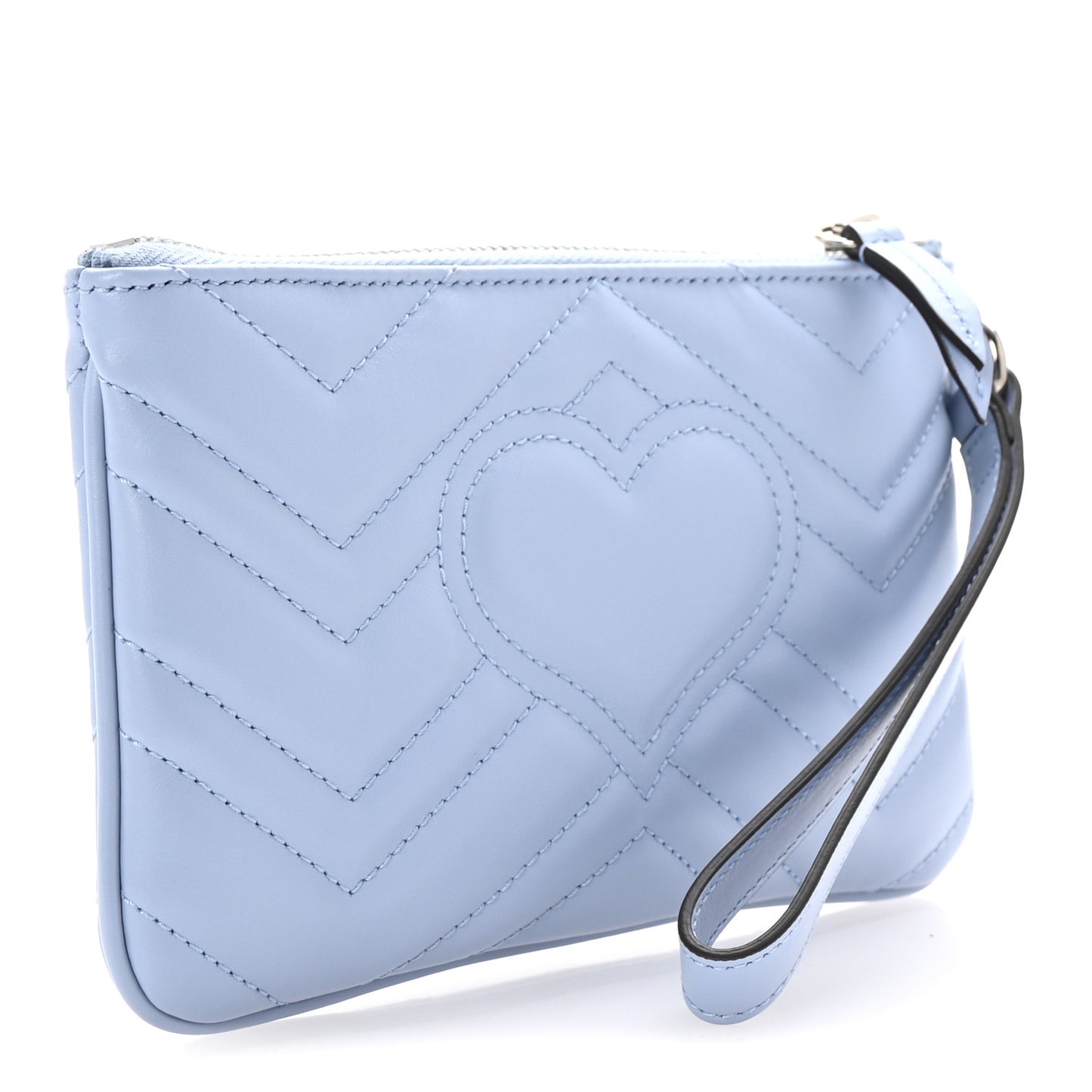 Calfskin Matelasse GG Marmont Wrist Wallet Porcelain Light Blue