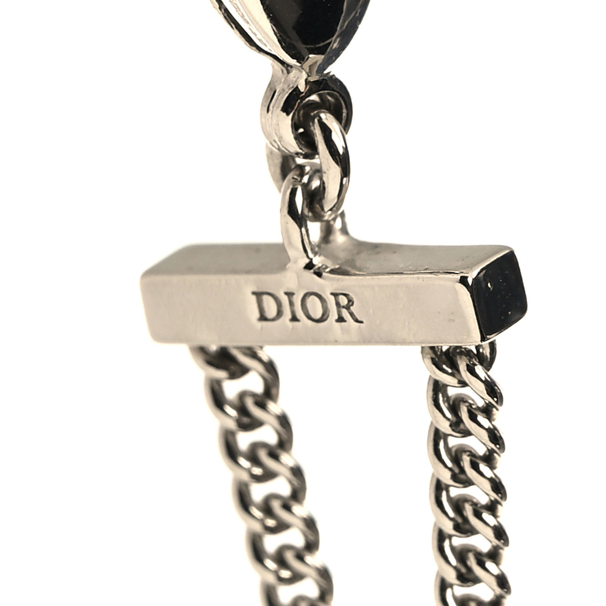 Christian Dior Metal Chain Logo Choker Necklace Silver 4 of 5
