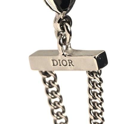 Christian Dior Metal Chain Logo Choker Necklace Silver 4 of 5
