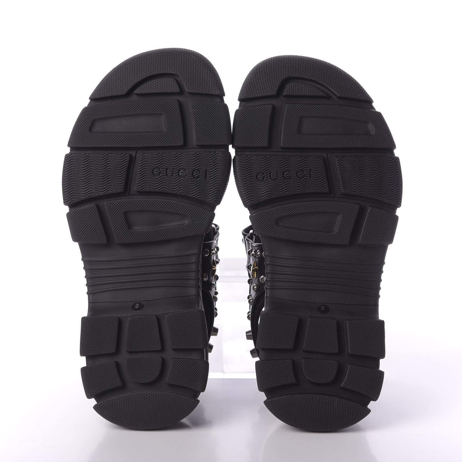 Gucci Nappa Mesh Studded Mens Aguru Sandals 8 Black 6 of 8