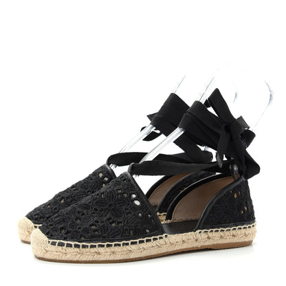 Jimmy Choo Embroidered Lace Dolphin Espadrille Flats 37 Black 3 of 10