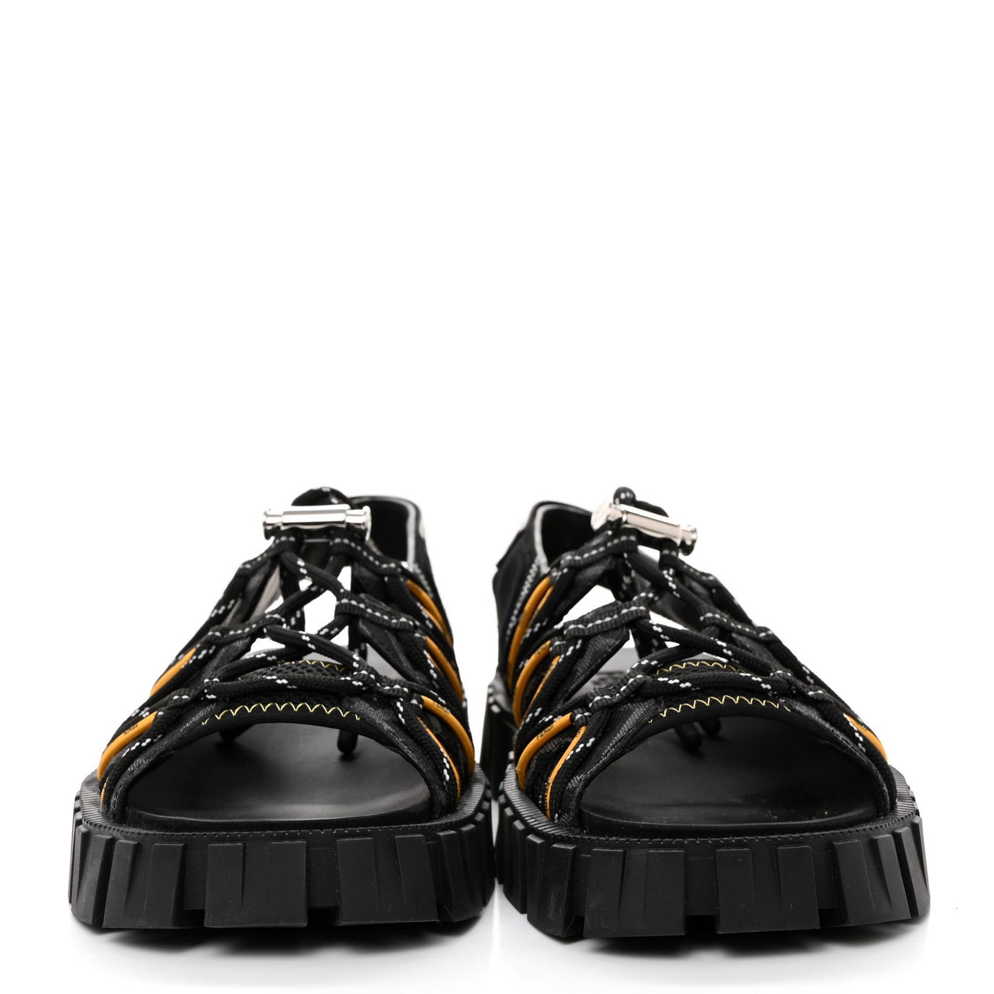 Technical Fabric Jacquard Mesh FF Mens Fendi Force Slingback Sandals 6 Black Grigio