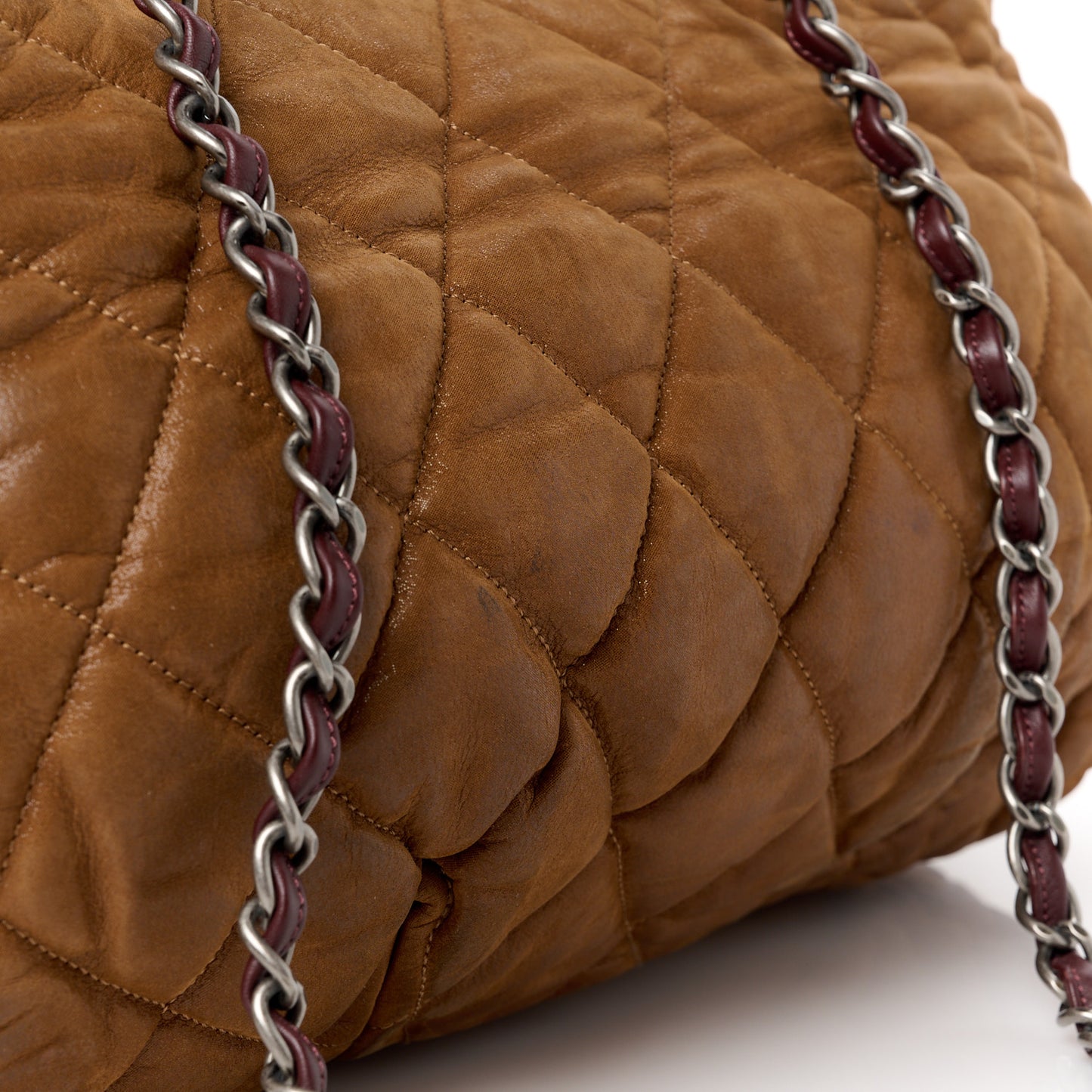 Iridescent Calfskin Small In The Mix Tote Light Brown