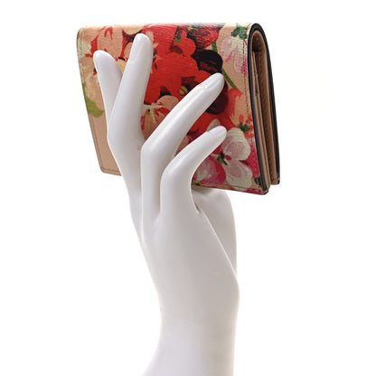 Gucci Shangai Calfskin Blooms Print Card Case Wallet Pink Apricot Multicolor 2 of 7