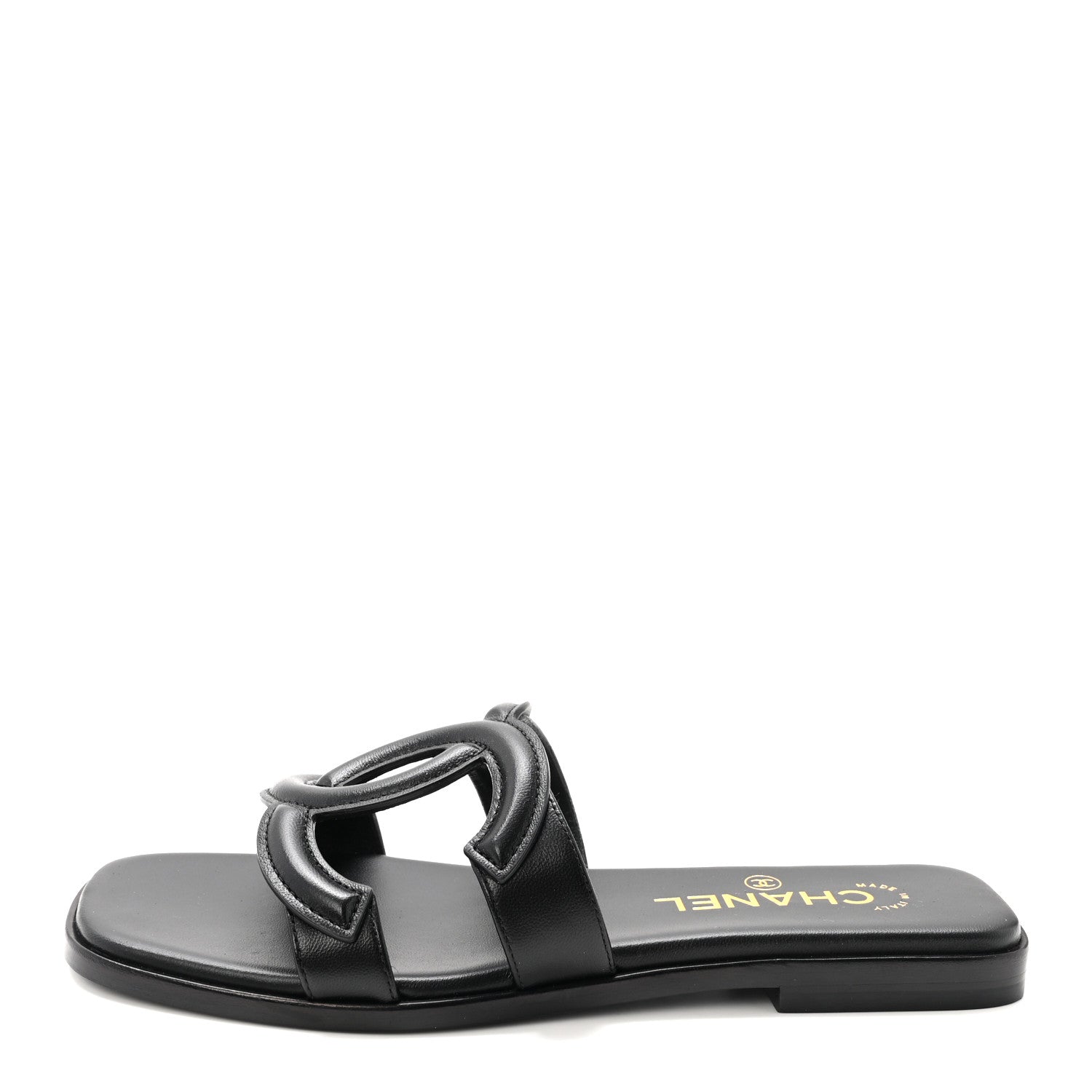 Chanel Lambskin CC Cut Out Mules Sandals 36 Black 1 of 10