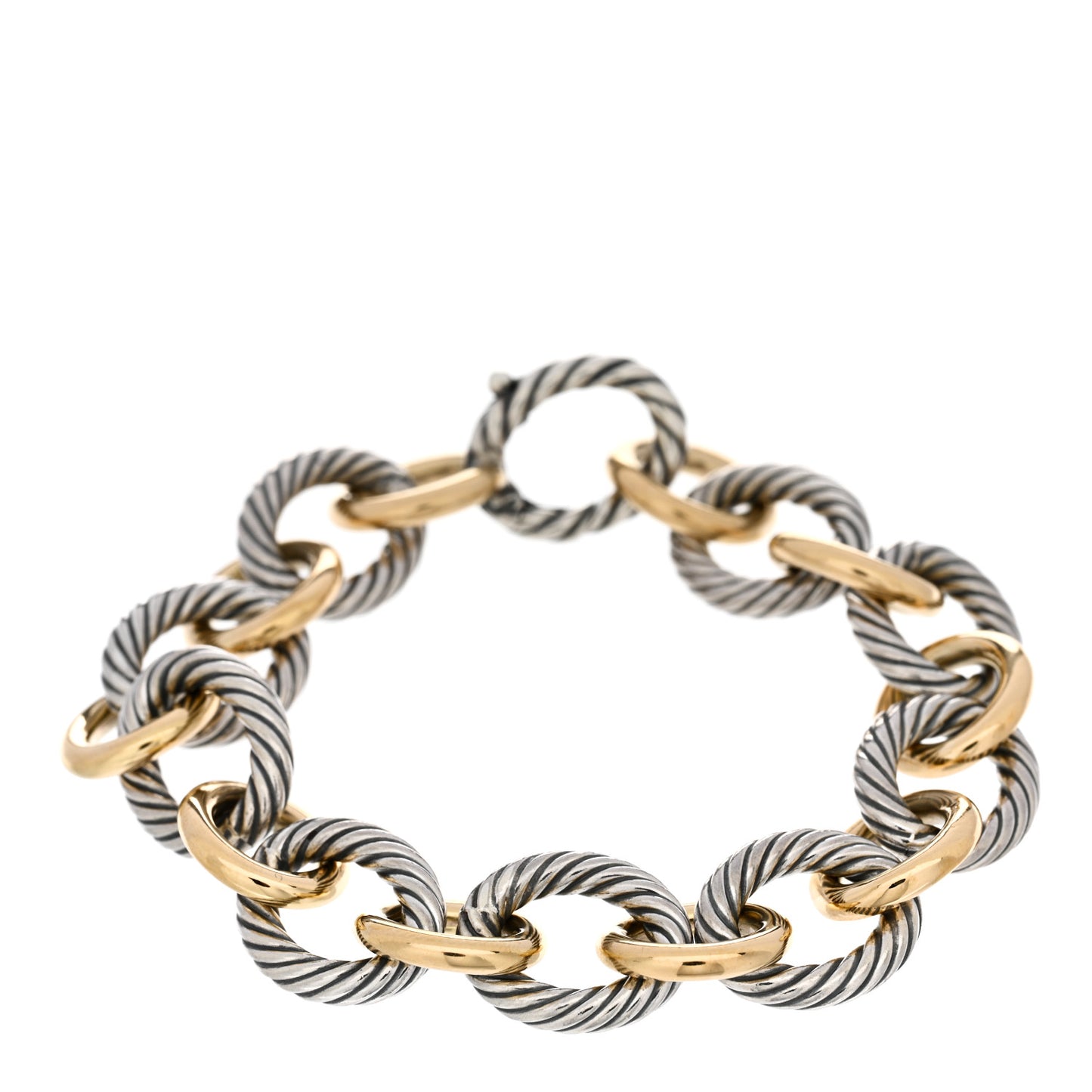 Sterling Silver 18K Yellow Gold 12mm Medium Oval Link Bracelet