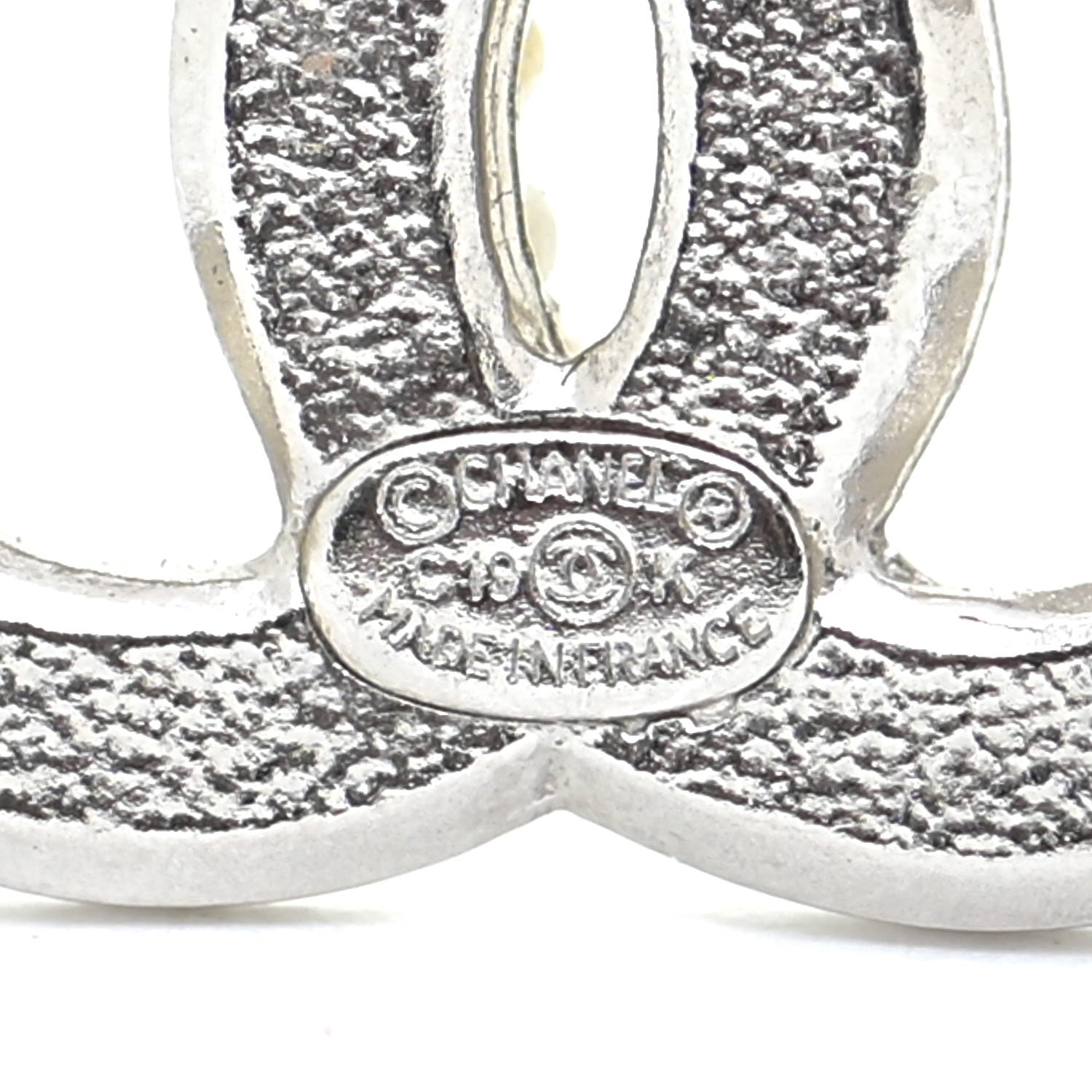 Chanel Pearl Crystal CC Snow Palace Earrings Silver 4 of 5