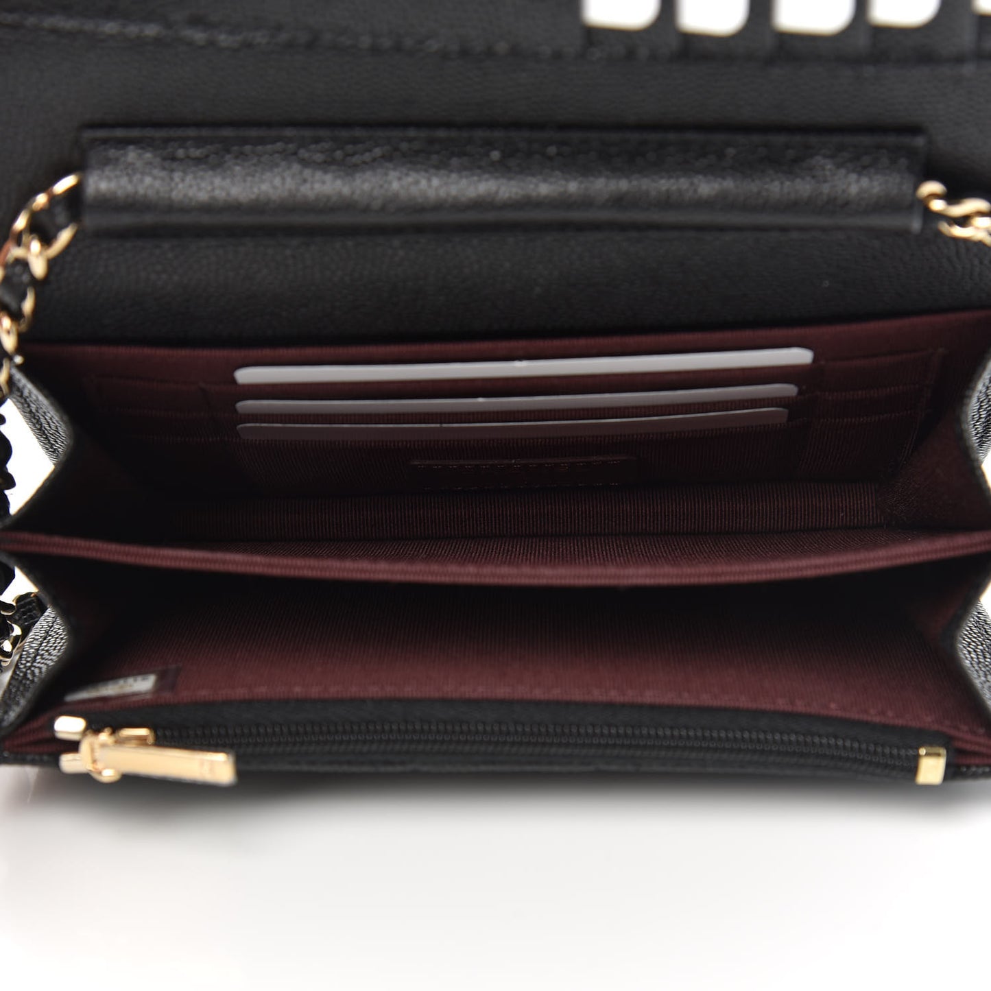 Caviar Quilted Mini Wallet On Chain WOC Black