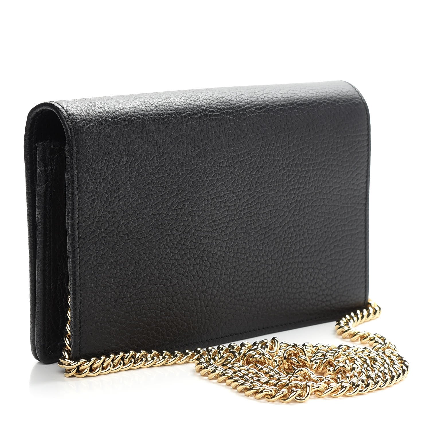 Gucci Calfskin Mini GG Marmont Chain Wallet Black 3 of 8