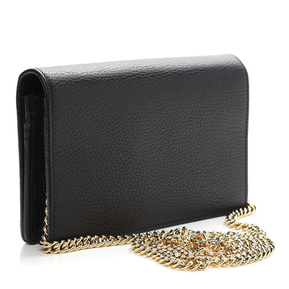 Gucci Calfskin Mini GG Marmont Chain Wallet Black 3 of 8