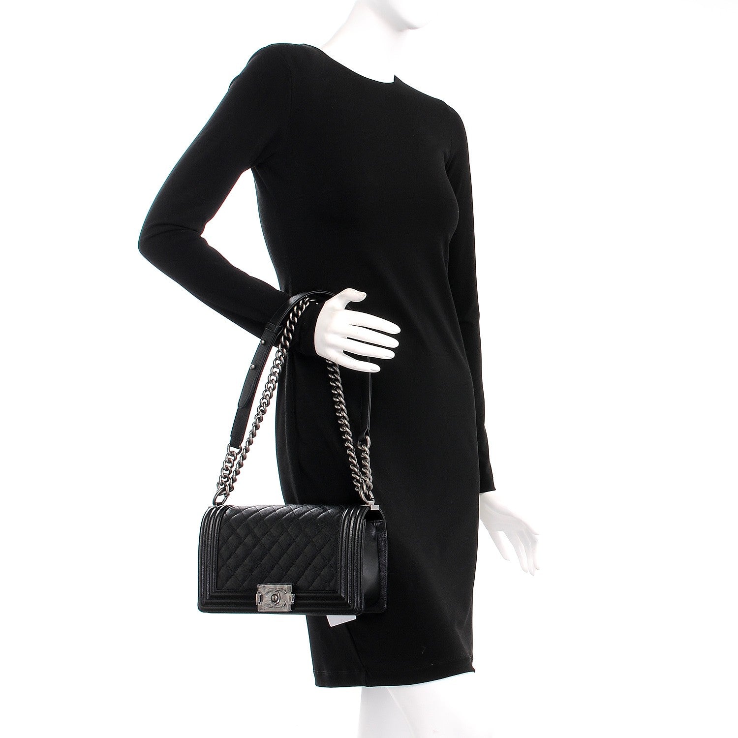 Chanel Caviar Quilted Medium Boy Flap Black 3 of 9