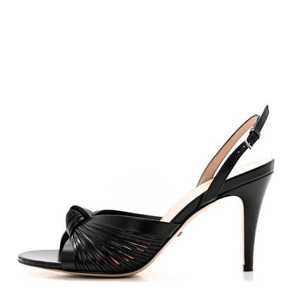 Gucci Nappa Crawford Knot Slingback Slide Sandals 36 Black 1 of 7