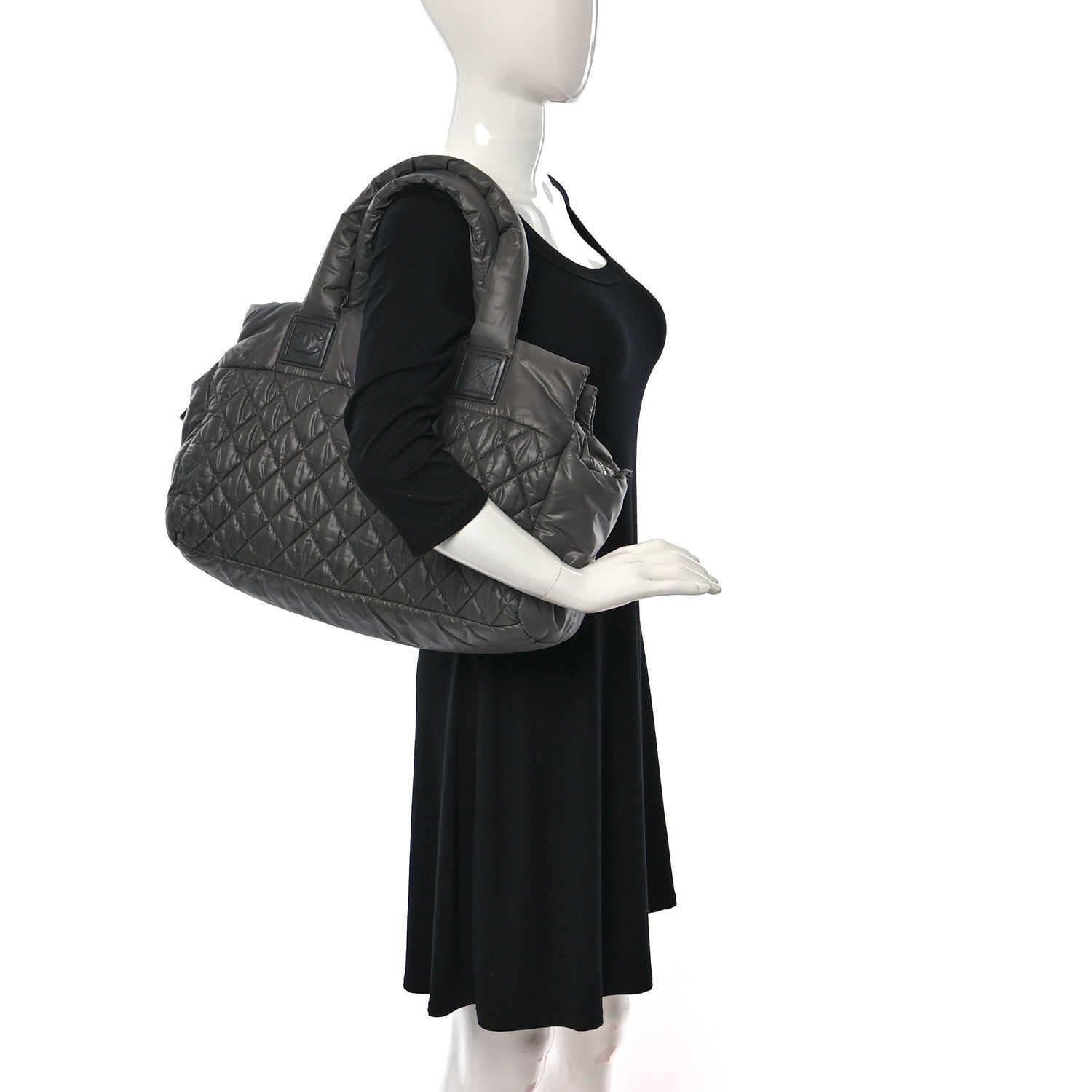 Chanel Nylon Quilted Large Coco Cocoon Reversible Tote Grey 2 of 12