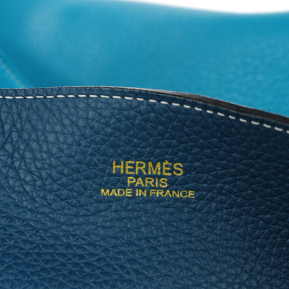 Hermes Taurillon Clemence Double Sens 45 Reversible Tote Colvert Turquoise 6 of 8