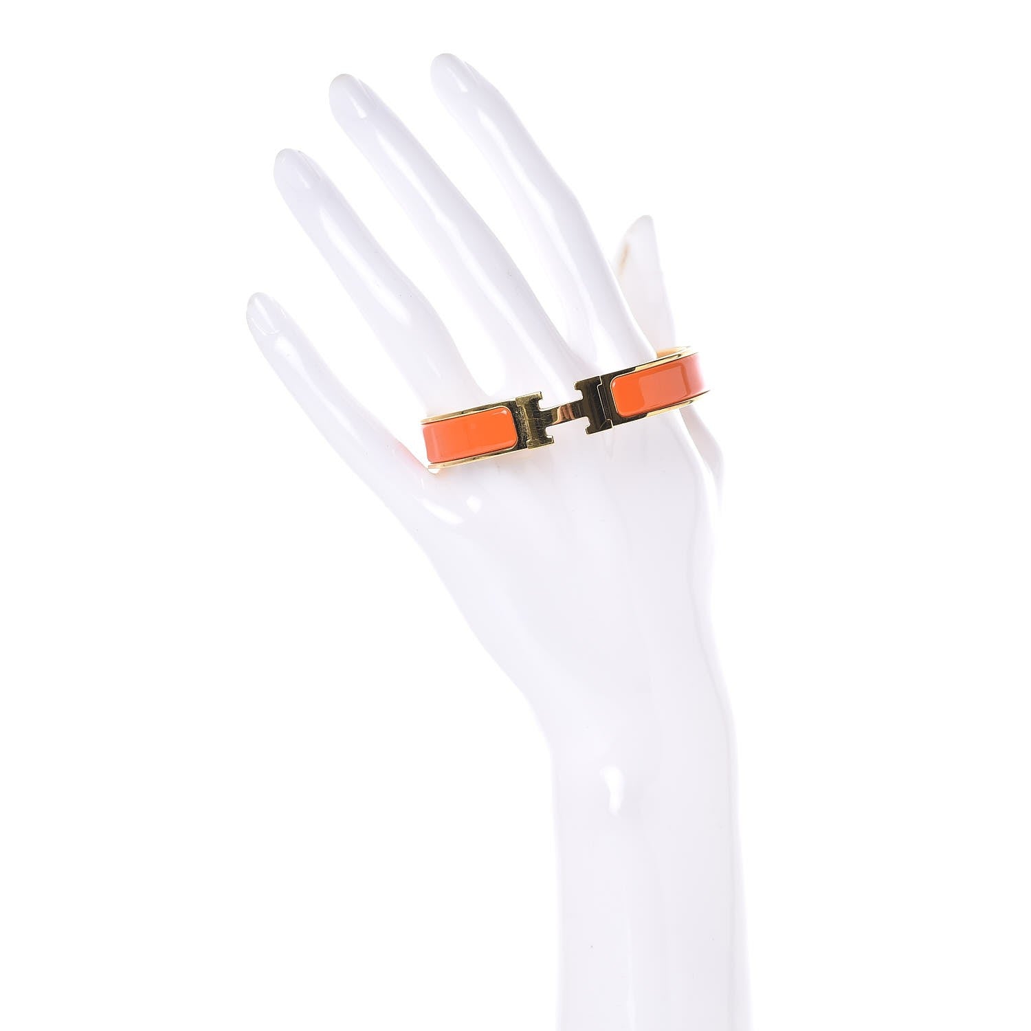 Hermes Enamel Narrow Clic Clac H Bracelet GM Orange 2 of 7