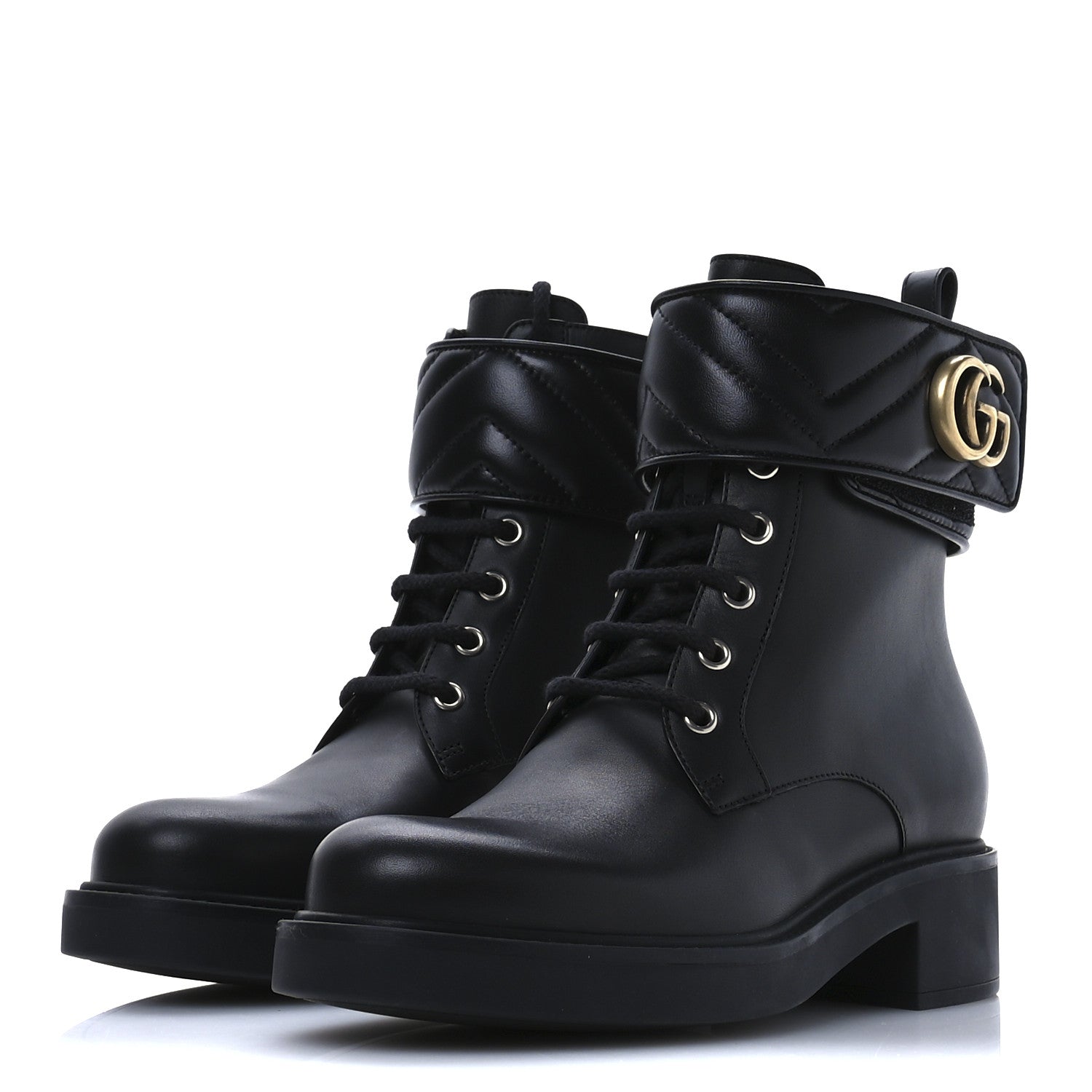 Gucci Flores Calfskin Nappa Matelasse GG 40mm Ankle Boots 36.5 Black 4 of 9