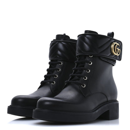 Gucci Flores Calfskin Nappa Matelasse GG 40mm Ankle Boots 36.5 Black 4 of 9