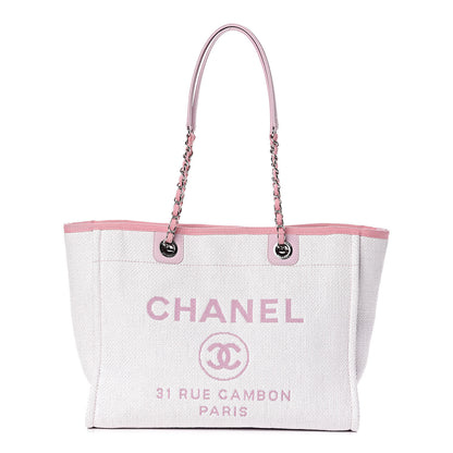 Chanel Woven Straw Raffia Small Deauville Tote Pink 1 of 15