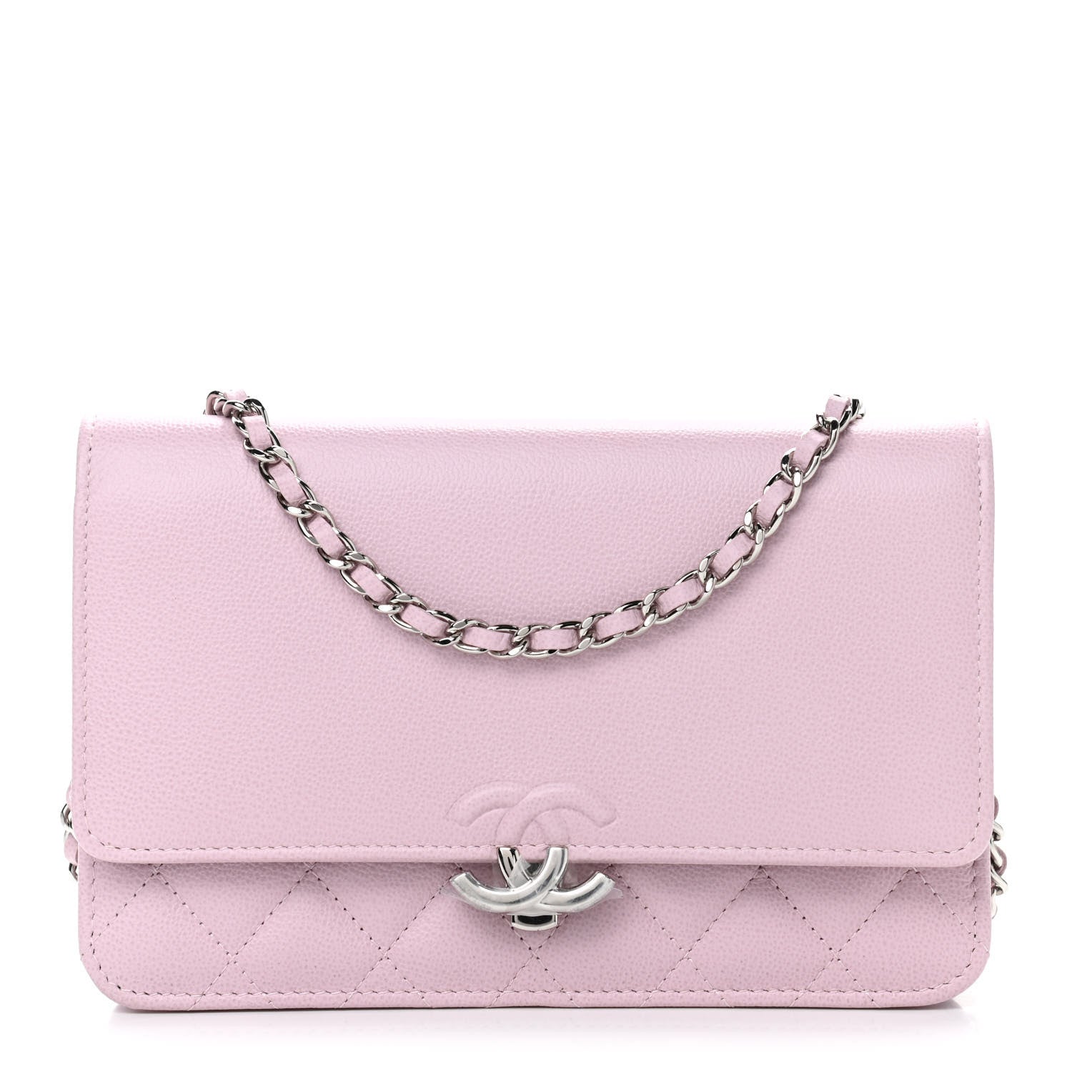 Chanel Grained Calfskin Quilted CC Box Wallet On Chain WOC Light Pink 1 of 12