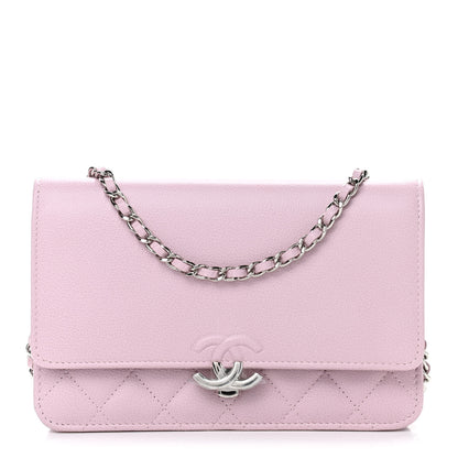 Chanel Grained Calfskin Quilted CC Box Wallet On Chain WOC Light Pink 1 of 12