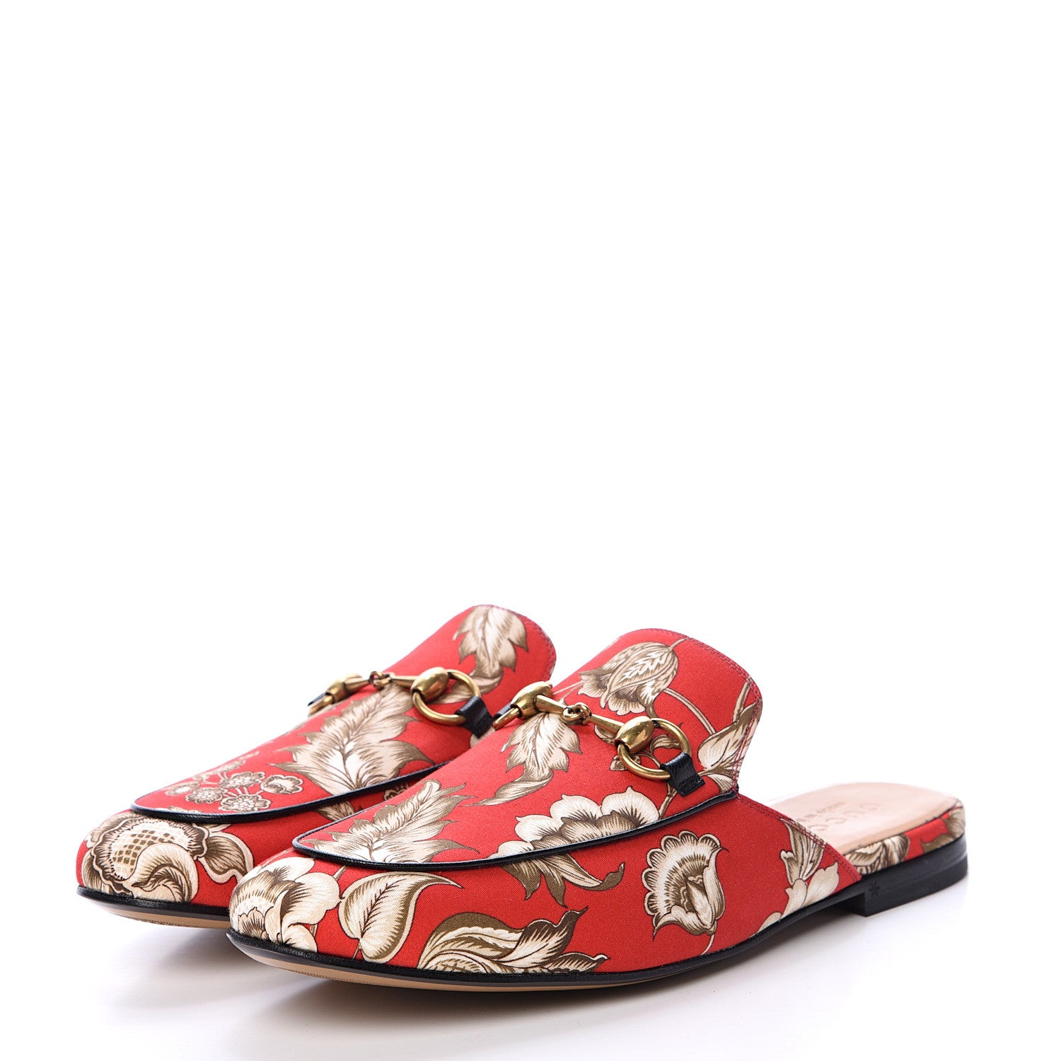 Gucci Satin Floral Printed Mens Princetown Slippers 6 Red 3 of 9