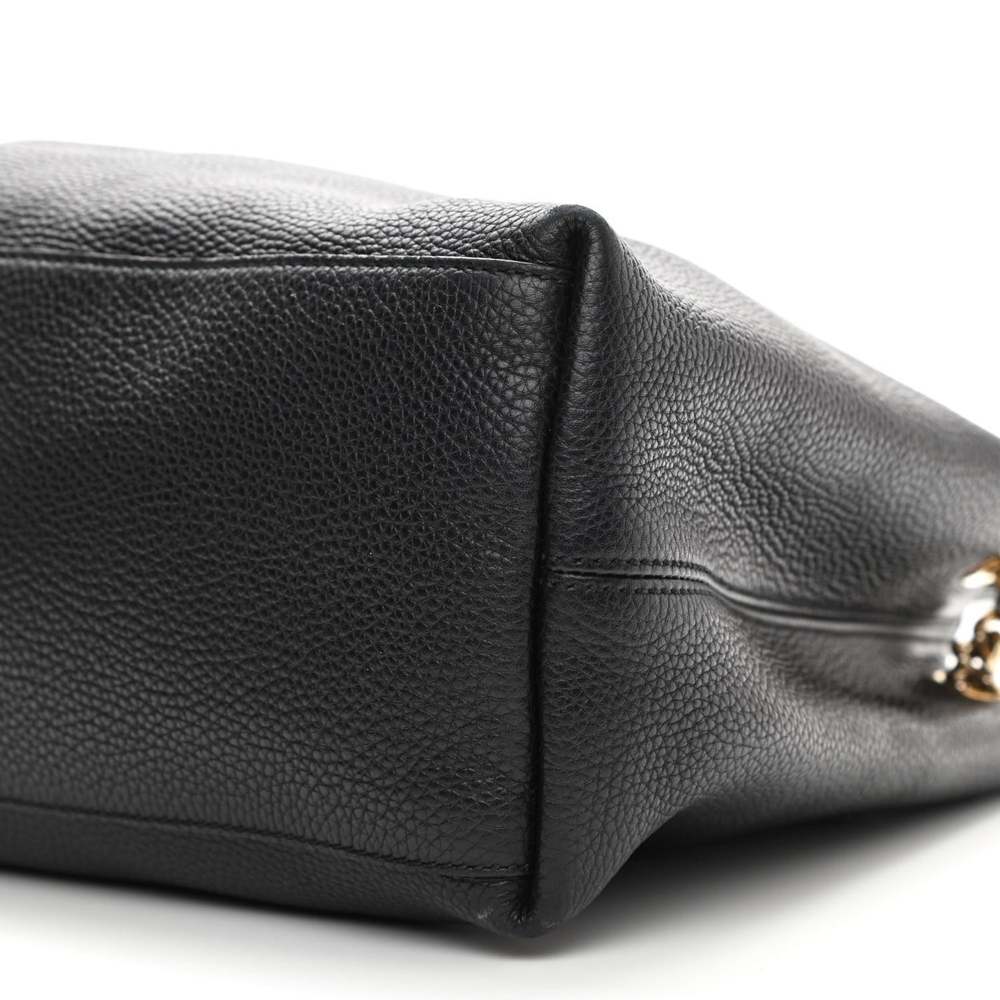 Pebbled Calfskin Medium Soho Chain Shoulder Bag Black