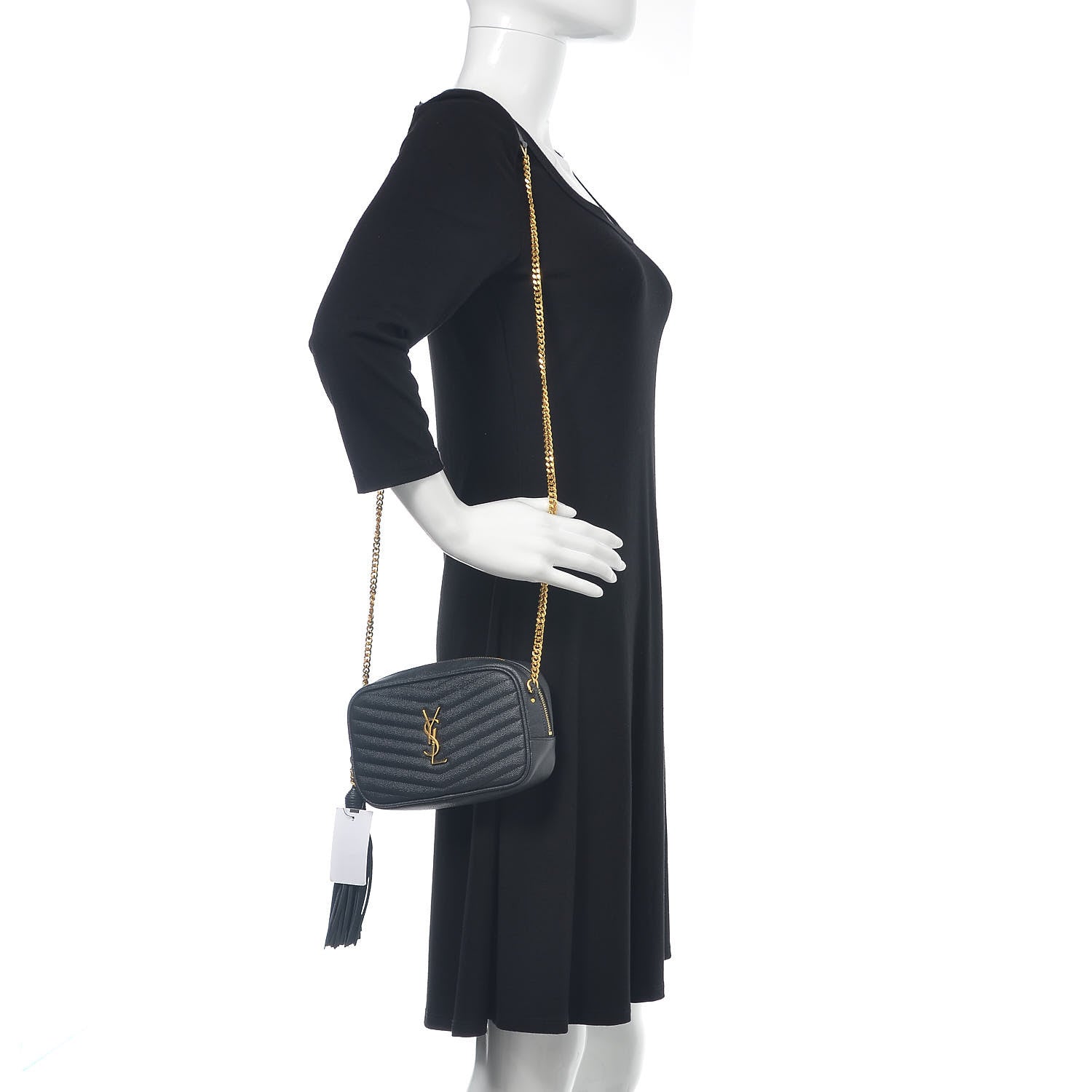 Saint Laurent Grain De Poudre Matelasse Monogram Mini Lou Camera Bag Dark Smog 2 of 9