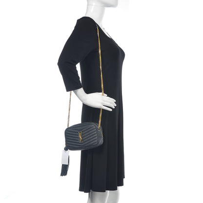 Saint Laurent Grain De Poudre Matelasse Monogram Mini Lou Camera Bag Dark Smog 2 of 9