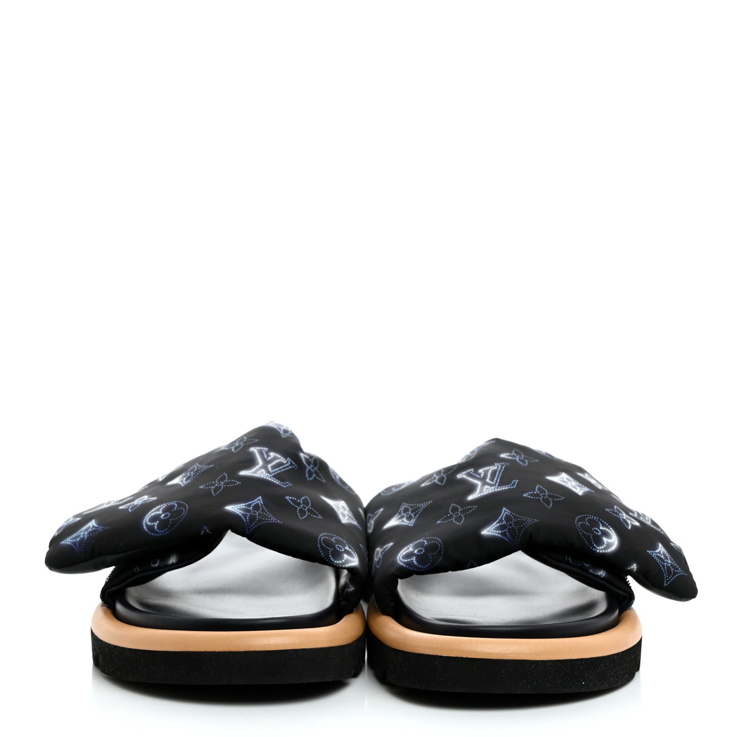 Nylon Monogram Womens Pool Pillow Comfort Mules 40 Navy Blue