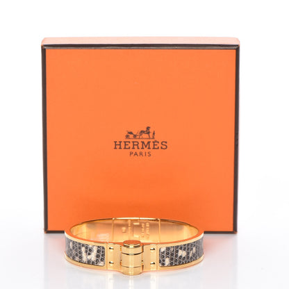 Hermes Lizard Charniere Cuir Narrow Hinged Bracelet S Ombre 5 of 5