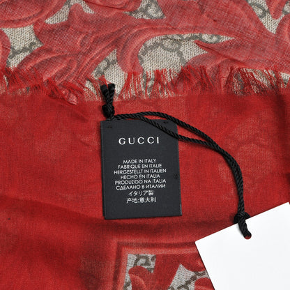 Gucci Modal Silk Monogram Arabesque Shawl Red 3 of 4