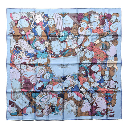 Hermes Silk Metamorphoses Par Paris Scarf 90 Argent Mauve Bleu 1 of 9