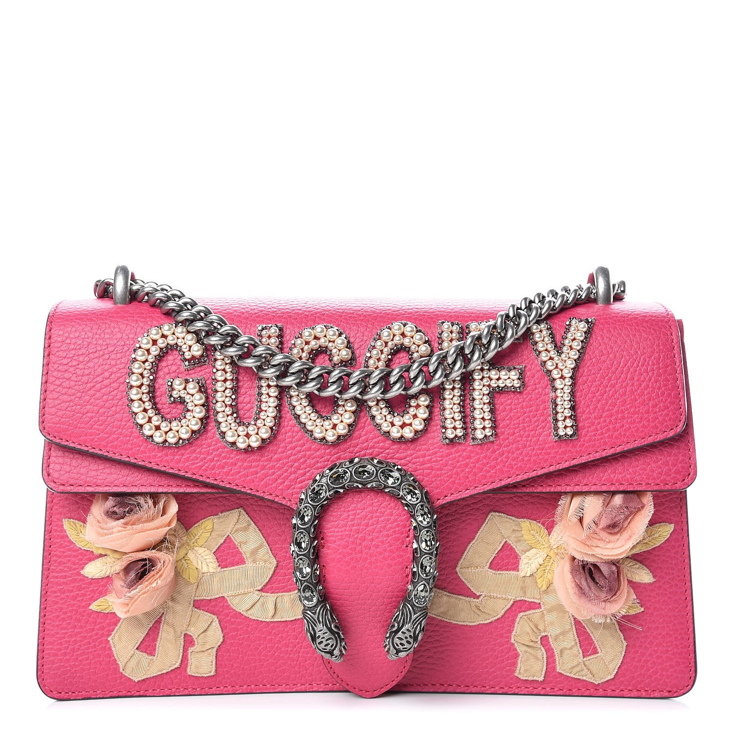 Gucci Pebbled Calfskin Embellished Guccify Small Dionysus Shoulder Bag Rosa 1 of 12