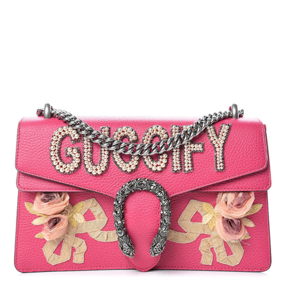 Gucci Pebbled Calfskin Embellished Guccify Small Dionysus Shoulder Bag Rosa 1 of 12