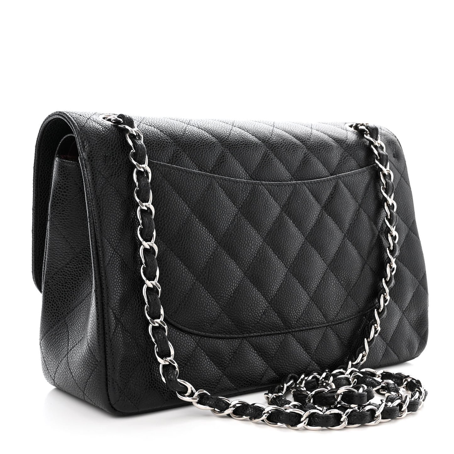 Caviar Quilted Jumbo Double Flap Black