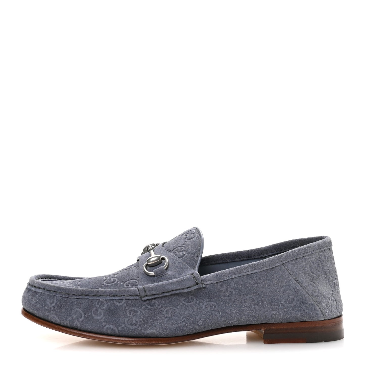 Luxury Suede Guccissima Mens Horsebit Mocassin Loafers 9.5 Foggy Grey