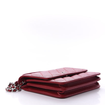 Chanel Caviar Quilted Square Wallet On Chain WOC Dark Red 4 of 13