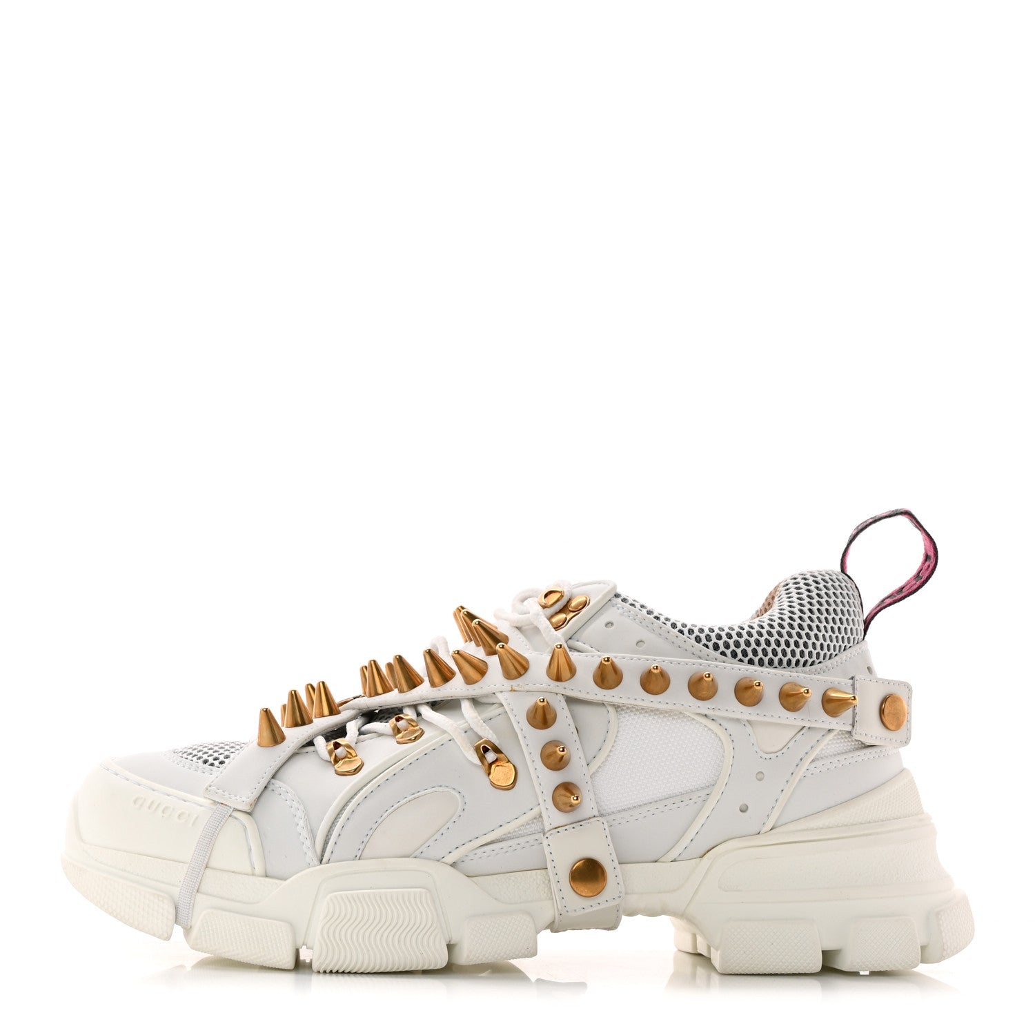 Gucci X SEGA Technical Canvas Calfskin Removable Studs Mens Flashtrek Sneakers 8.5 Great White 1 of 10