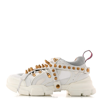 Gucci X SEGA Technical Canvas Calfskin Removable Studs Mens Flashtrek Sneakers 8.5 Great White 1 of 10