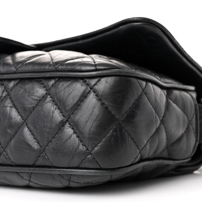 Chanel Crumpled Calfskin Quilted Medium Casual Rock Flap Black 10 of 12